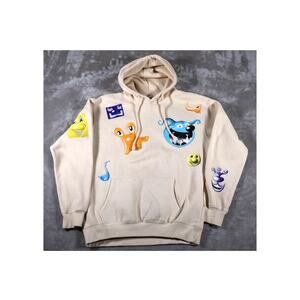 KS Scharf Hoodie Mens Medium Tan Graphic Art Pullover Hand Painted Streetwear